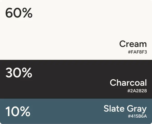 Brikk Color Palette — Cream, Charcoal, Slate Gray