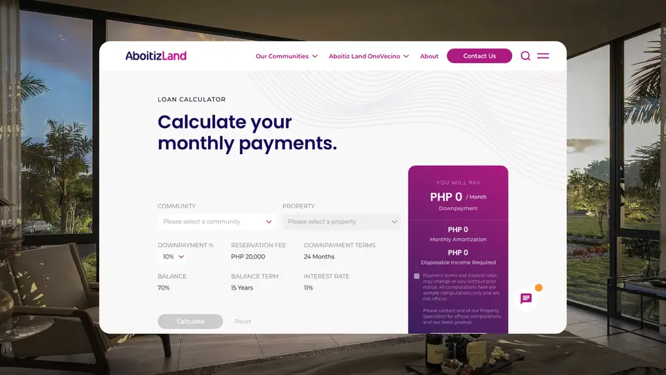 Aboitiz Land website interface designed by Designblue